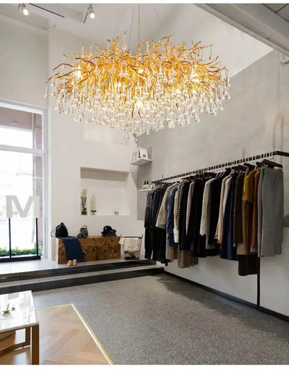 Rectangle Luxury Gold Crystal Chandelier For Dining Living Room Lobby Kitchen Table Modern Lurxy Gold Crystal Celling Chandelier