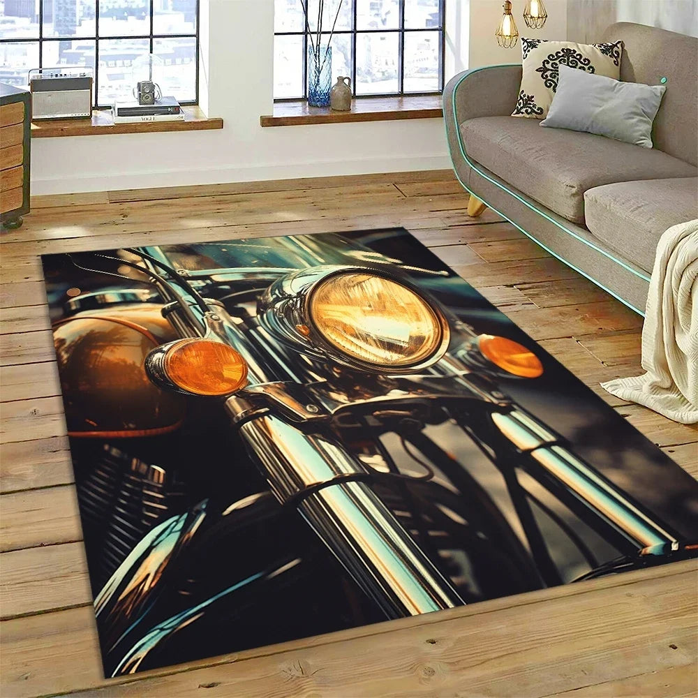 Motocross Modern retro Motorcycle Carpet Rug for Bedroom Living Room Home Sofa Decoration,Children Game Large Decor Floor Mat