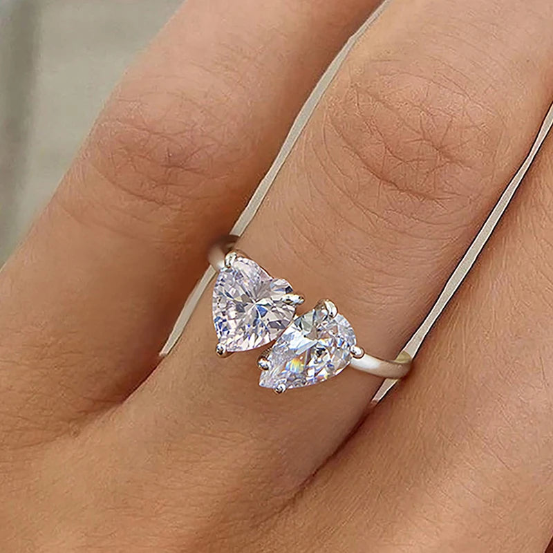 925 Sterling Silver Simplicity Classic Zircon Water Drop Ring For Women Engagement Wedding Luxury High Quality Fine Jewelry