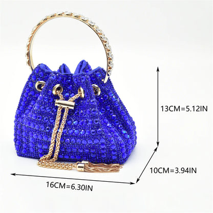 Fashion Royal Blue Shoe and Bag Set Decorated with Rhinestone Nigeria Italian Shoes and Matching Bags Elegant Heeled Women Pumps