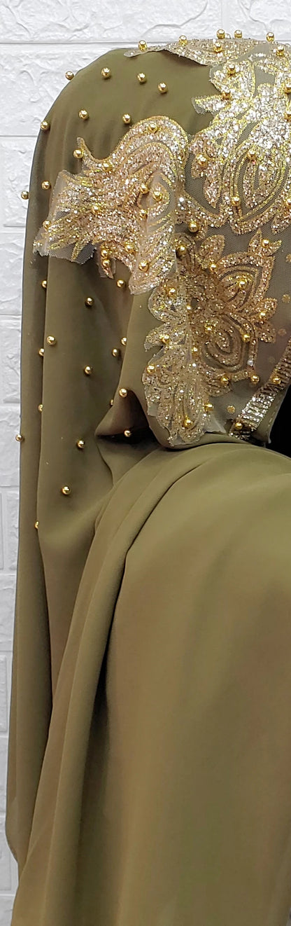 Chiffon Hijab Scarf Muslim Islamic Hijabs Scarves for Woman Long Headwraps with Bead Head Scarf Shawl Wrap Prayer Turbante