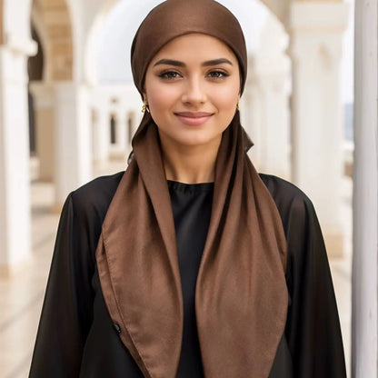 New Solid Cotton Linen Elastic Headscarf Cap Women Elastic Muslim Instant Hijab Bottoming Cap Muslim Headscarf Undercap HeadWrap