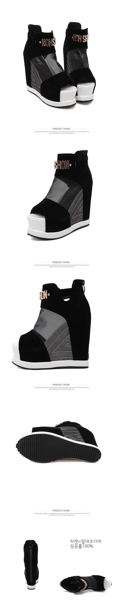 New Flock Ankl Boots Shoes Women Summer Sexy Hollow High Slope With The Fish Mouth Single Shoes Thick Bottom Wedges Short Boots