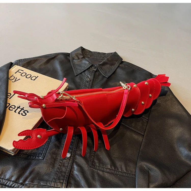 PU Zipper Commuting Crossbody Bags Lobster Shape Niche 2025 High Quality Ladies Bags Solid Color Rivet Fashion Shoulder Bags