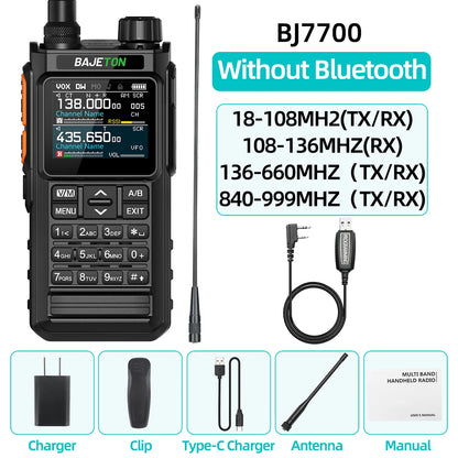 BAJETON BJ-7700 Walkie Talkie Multi Band Wireless Bluetooth Phone Programming Noise Reduction AM FM Ham Radio For Camping BT8200