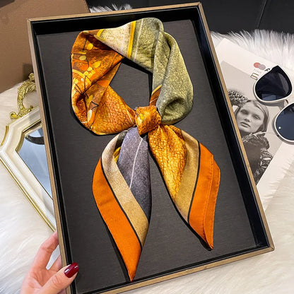 2025 Korean Satin Silk Scarf 70cm Square Women Fashion Shawl Wrap Neckerchief New Elegant