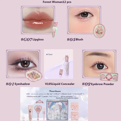 Flower Knows Set Midsummer Fairytales Make up Gift Box Eye Brow Palette Powder Blusher Eyebrow Concealer Lipgloss For Women