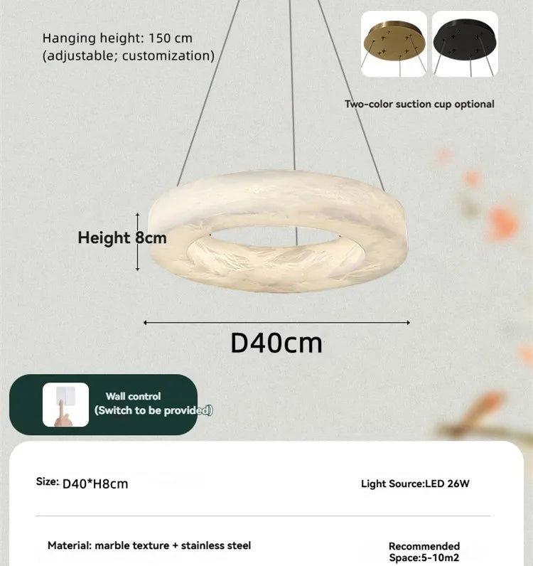 Alabaster Chandelier Spanish Natural Marble Round Hanging Chandeliers For Living Dining Room Loft Bedroom Alabaster Lights