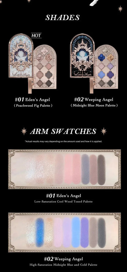 Flower Knows Little Angel Eyeshadow Palette Hand Mirror Brush Set Delicate Matte Glow Shimmer Flowerknows Edens Angel Eyeshadows