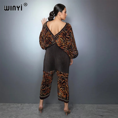 WINYI Women's Slim Fit Pleated women's jumpsuits and rompers Abaya Dubai Style Luxury Party Wear Muslim Beach Holiday Fashion