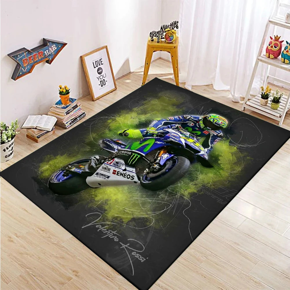 The Doctor Cartoon Yellow Carpet Mat Racing Theme Living Room Rug with Number 46 Signature Home Non-Slip Play Rugs for Bedroom
