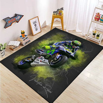 The Doctor Cartoon Yellow Carpet Mat Racing Theme Living Room Rug with Number 46 Signature Home Non-Slip Play Rugs for Bedroom