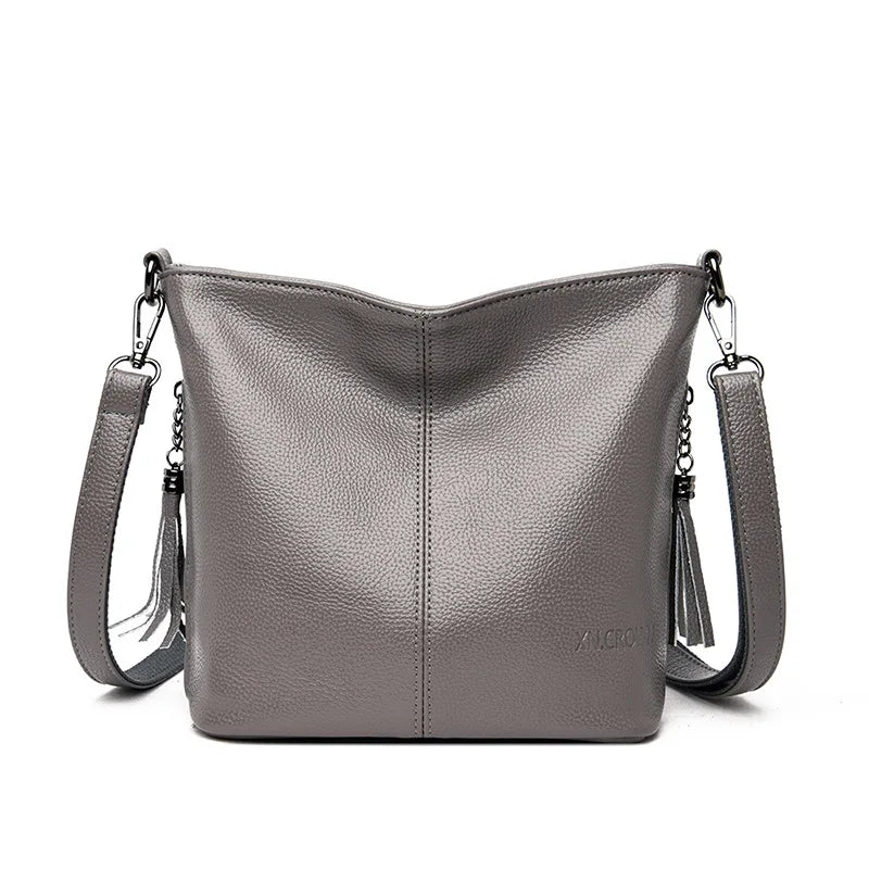 Vintage Women Genuine Leather Handbags Designer Bucket Ladies Shoulder Bags Fashion Luxury Brand Female Messenger Bag Briefcase