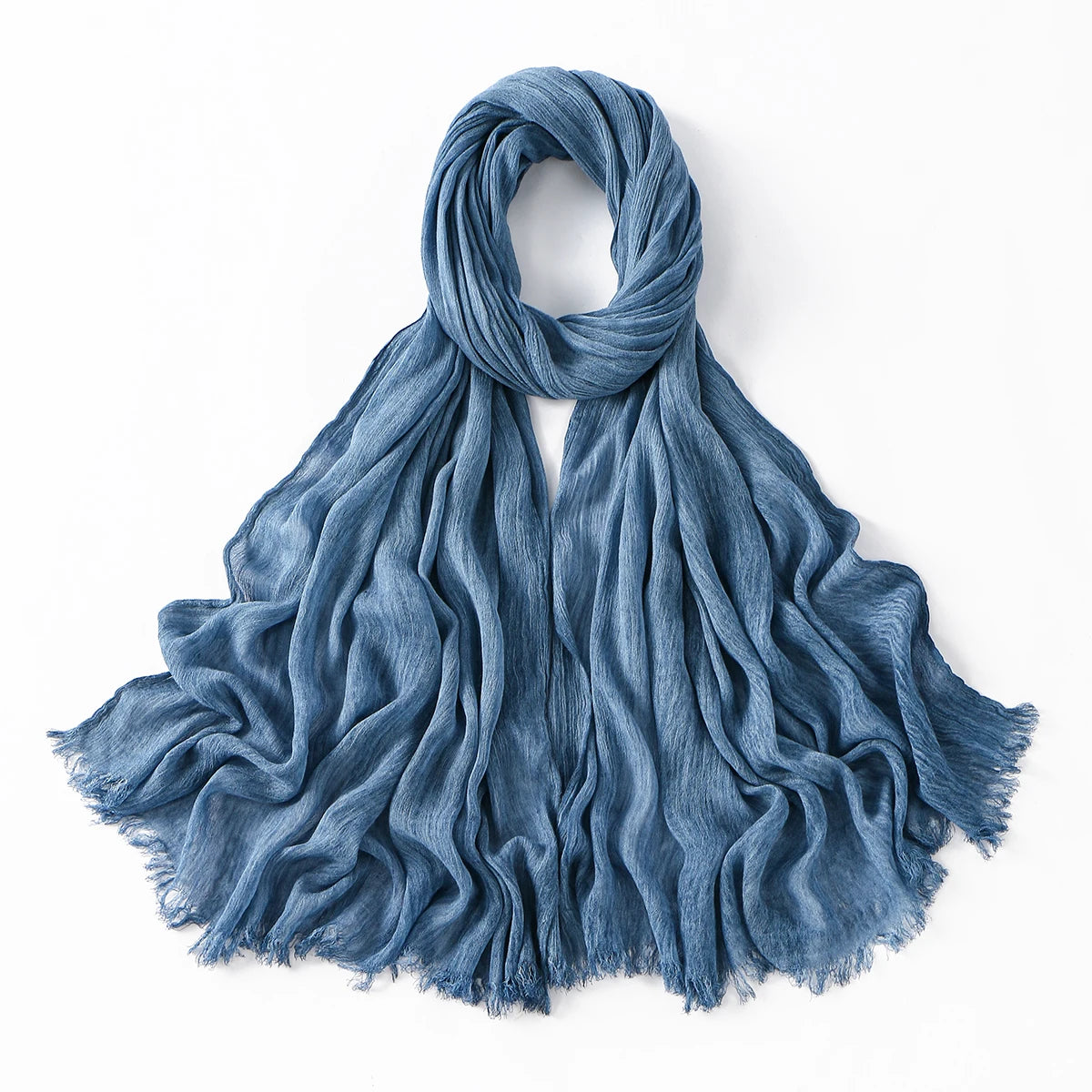 Fashion Crinkle Cotton Royan Hijab Scarf for Muslim Women Islamic Long Soft Shawls Wraps Short Tassel Bufanda Accessories