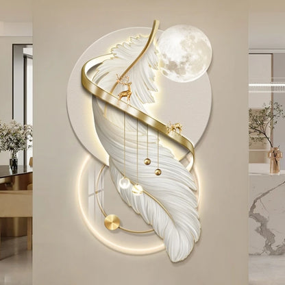 Entrance LED Mural Light Feather For Corridor Living Room Hallway Kitchen Modern Hanging Paintings Home Decoration Art Wall Lamp
