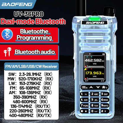 BAOFENG UV‑36 PRO Walkie Talkie 10W High Power Dual Mode Bluetooth Programming Shortwave Receive Two Way Radio FM Handheld Radio