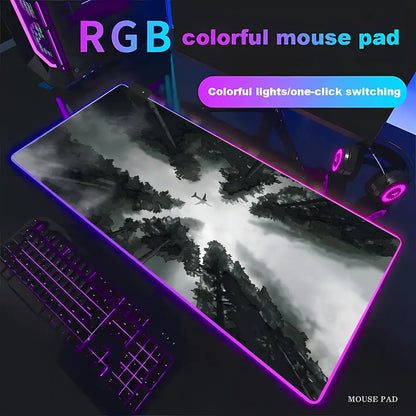RGB Desk Mat Aviation Theme Mouse Pad Large Rubber Anti-slip Aircraft Dashboard HYBXAXC Office and Gamr Keyboard Mats Decor Mat