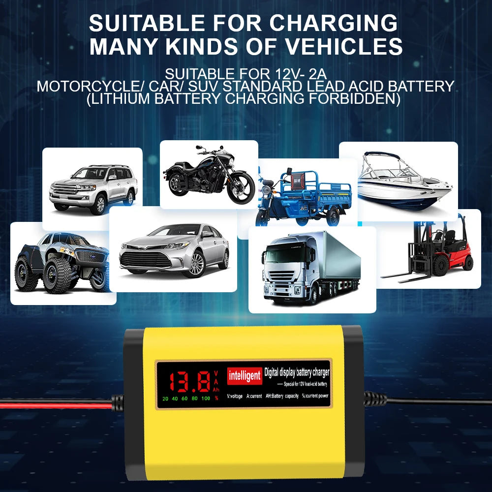 Car Battery Charger Intelligent Smart Battery Charging Pulse Repair Tools Auto Accessories For SUV Motorcycle Truck RV Universal