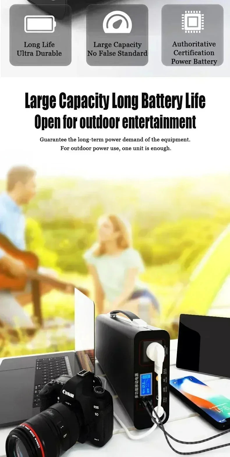 300W 220V 90000mAh Portable Power Station  Solar Generator Outdoor Camping Emergency Mobile Power Bank LiFePO4 Backup Battery