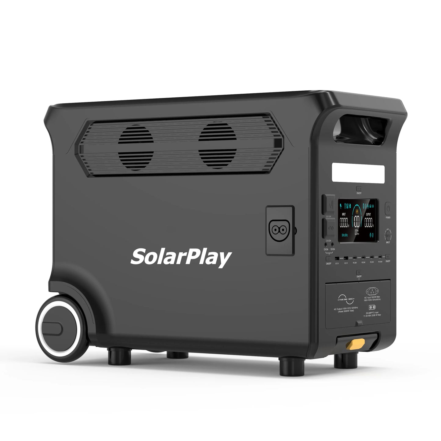 3840Wh 3600W Portable Power Station Solar Generator with Foldable Cart