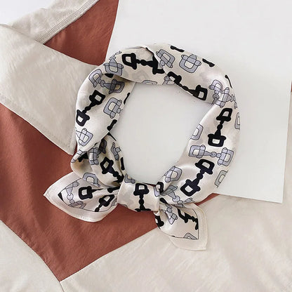 Silk Scarf For Bag Lady Neck Tie 100% Silk Scarf Luxury Brand Print Flower Stripe Plaid Dot Bandana Hair Tie Handkerchief Gifts