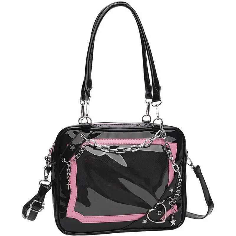 JIAERDI Sweet Cool Hot Girl Subculture Ita Bag Women Gothic Chain Crossbody Bag Ladies Large Capacity Black Shoulder Bags Y2K