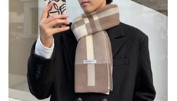 Winter Men Scarf Keep Warm Scarf Casual Fashion Brand Designers Knit Neckerchief Patchwork Wool Cashmere Scarf Shawl Wrap AC2228
