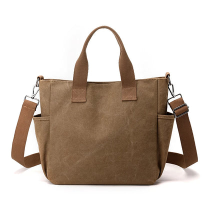 High Capacity Top-Handle Bag For Women Shoulder CrossBody Bag Vintage Canvas Ladies Tote Messenger Bag Female Travel Handbag