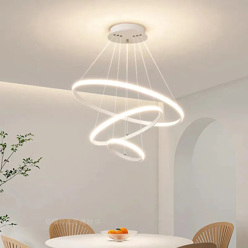Nordic Simple Circles LED Chandelier 3 Rings Lights for Dining Bar Living Room Pendant Lamp Loft Home Decoration