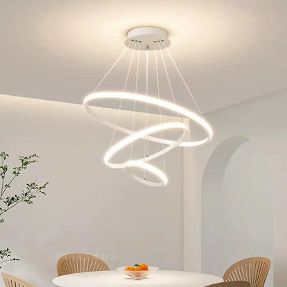 Nordic Simple Circles LED Chandelier 3 Rings Lights for Dining Bar Living Room Pendant Lamp Loft Home Decoration