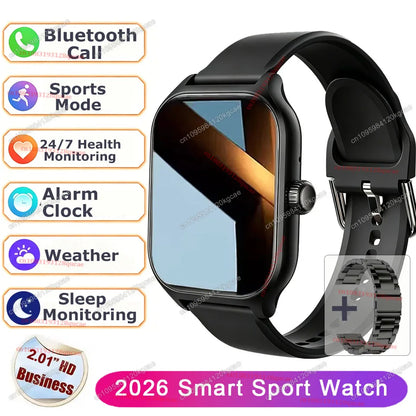 Men Women Smart Watch 2.01'' Waterproof Fitness Sports Watch Answer Call Sleep Sport Pedometer Information Alerts Smartwatch New