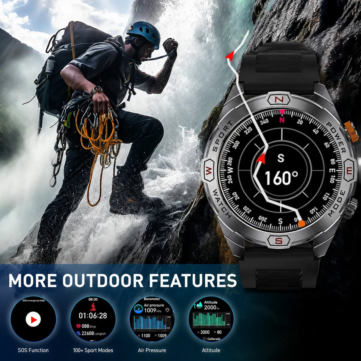 ChiBear Genuine Military Smart Watch Men: 1200 mAh Battery Compass GPS Sports Outdoor Watch Bluetooth Call Smartwatch 2026 New