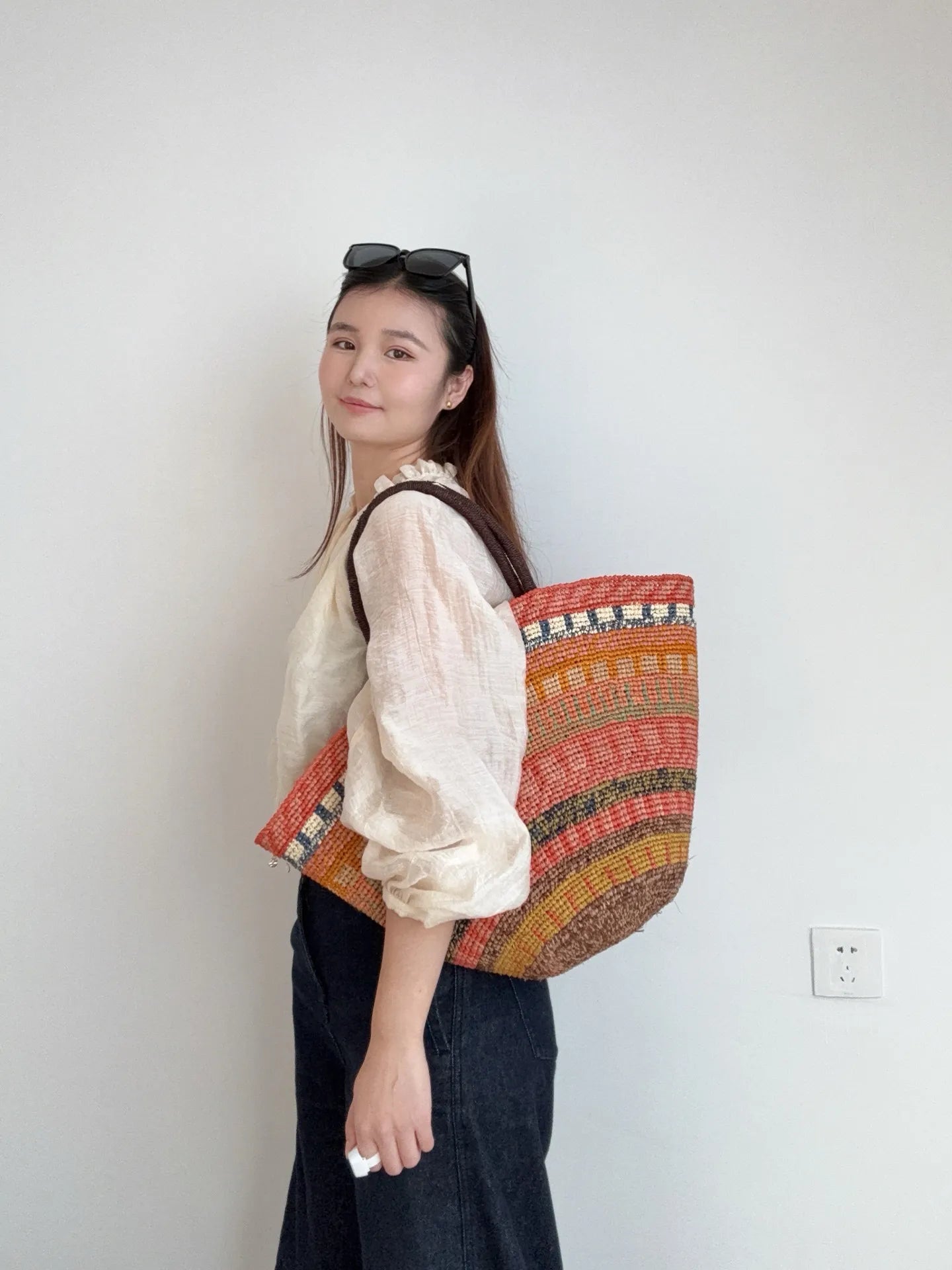 Color Raffia Straw Lady Shoulder Bag Designer Luxury Handbags Large Bag Handmade Summer Beach Purses