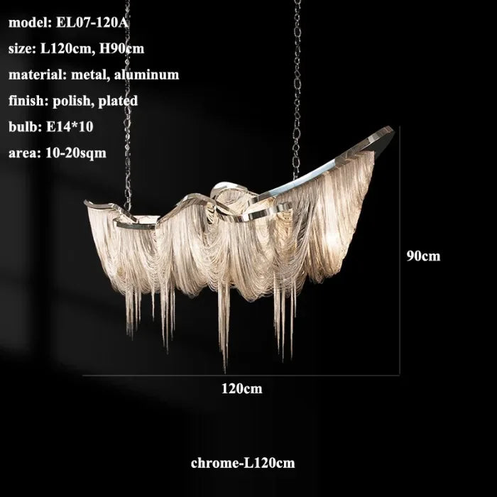 Italian Luxury Gold Tassel Chandeliers Designer Lighting Living Dining Room Decor Aluminum LED Pendant Lamp Villa Hanging Lights