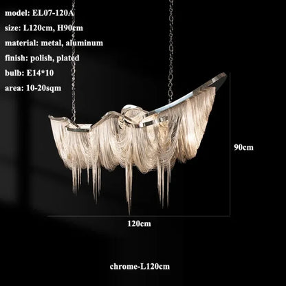 Italian Luxury Gold Tassel Chandeliers Designer Lighting Living Dining Room Decor Aluminum LED Pendant Lamp Villa Hanging Lights