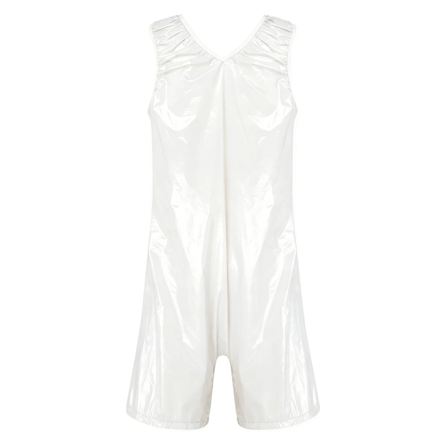 Womens Waterproof Rompers Adaptive Nightwear Glossy Sleeveless Buttons Crotch Bodysuit Sports Swimwear Special Needs Clothing