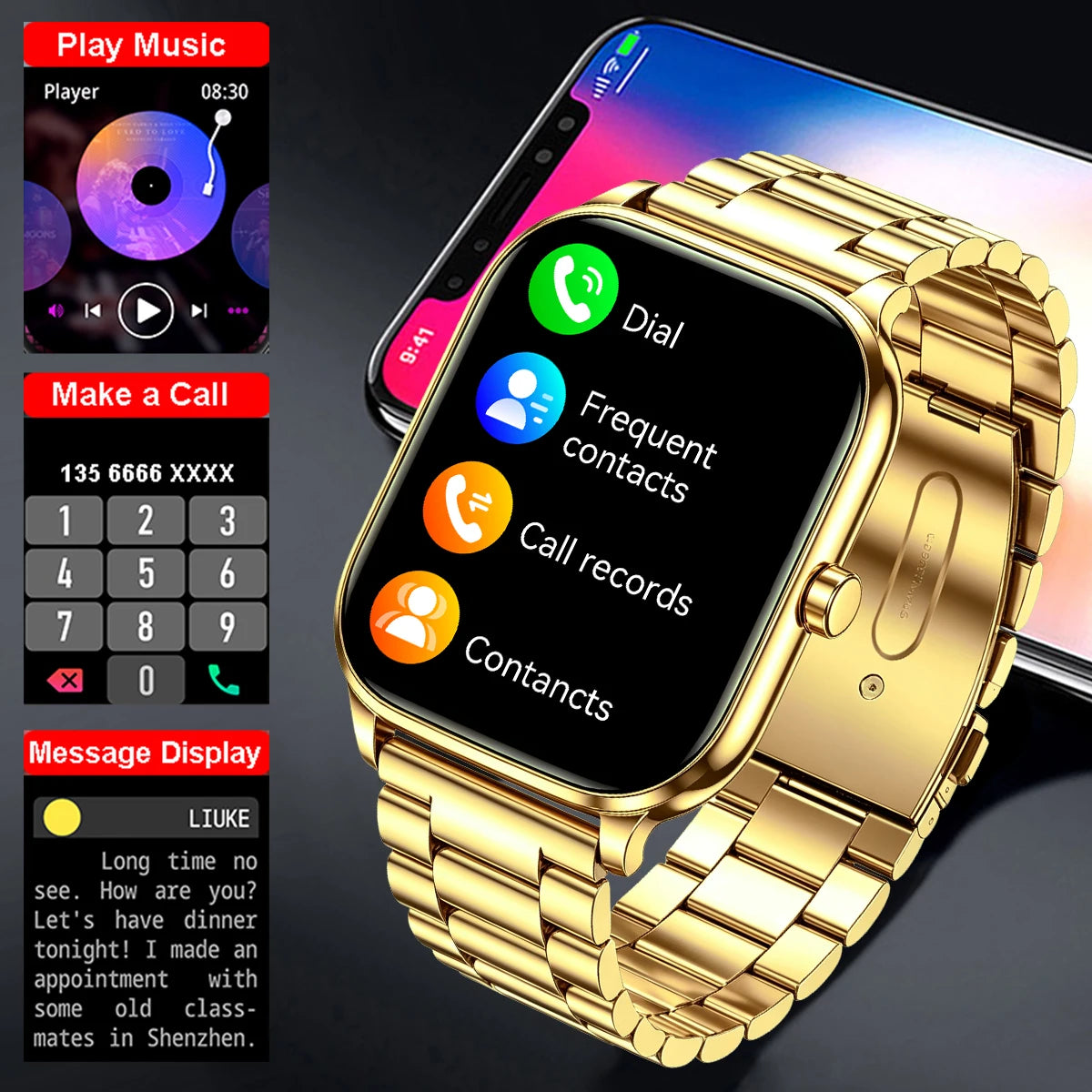 New Men woman Smart Watch 1.83" HD Screen Health Monitor wireless Call Sports Fitness tracking SmartWatches IP68 Waterproof