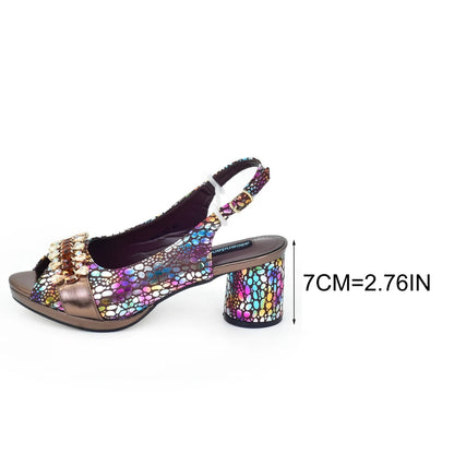 Fashion Italian Matching Nigerian Shoe and Bag with Rhinestone Wedding Shoes for Women Bride African Shoes and Bags Matching Set