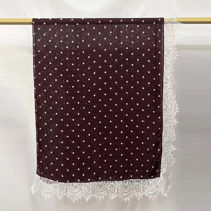 New Lace Modal Hijab Double Sided Polka Dot Print Hijabs for Women Muslim Fashion Turban Head Scarf Headwraps for Women Ramadan