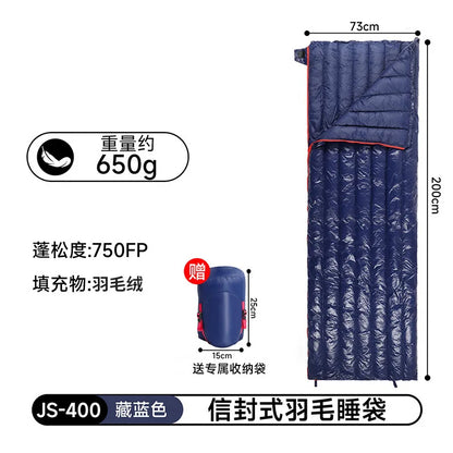 Ultra Lightweight Unisex Down Camping Sleeping Bag with Waterproof and Portable Compression Storage, Suitable for Travel and Hik