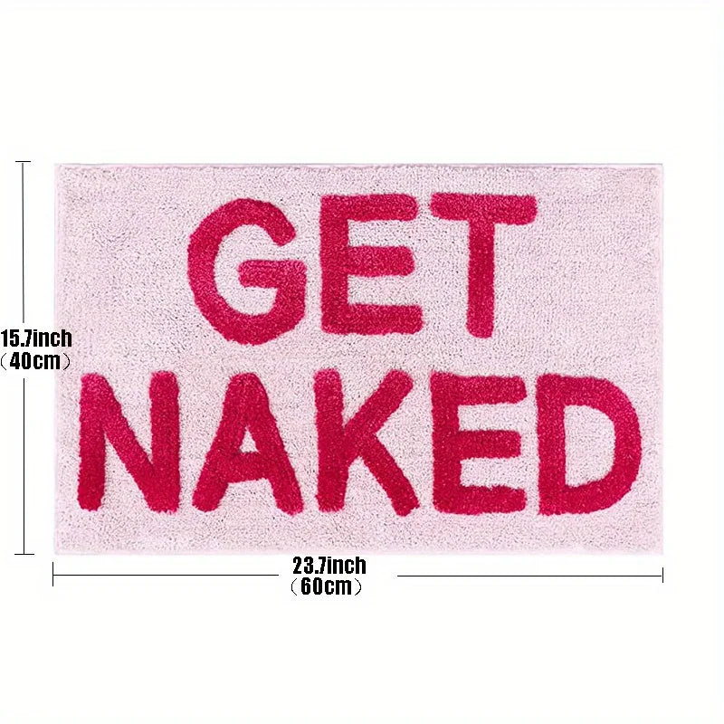 Get Naked Bath Mat Cute Bathroom Rugs Non Slip Microfiber Bath Rugs Funny Bathroom Decor for Apartment Pink Bath Mat for Bathtub