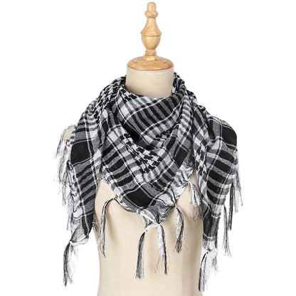 2024 New Plaid Hijab Scarf for Men and Women Arab Desert Headscarf Soft Tactical Hiking Scarves Unisex Turban Military Shawl