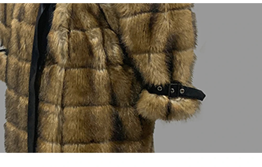 Nerazzurri Winter Extra Long Original Brands Luxury Clothing Striped Shaggy Thick Fluffy Faux Fur Coat Women Shoulder Pads  2026
