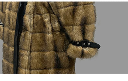 Nerazzurri Winter Extra Long Original Brands Luxury Clothing Striped Shaggy Thick Fluffy Faux Fur Coat Women Shoulder Pads  2026