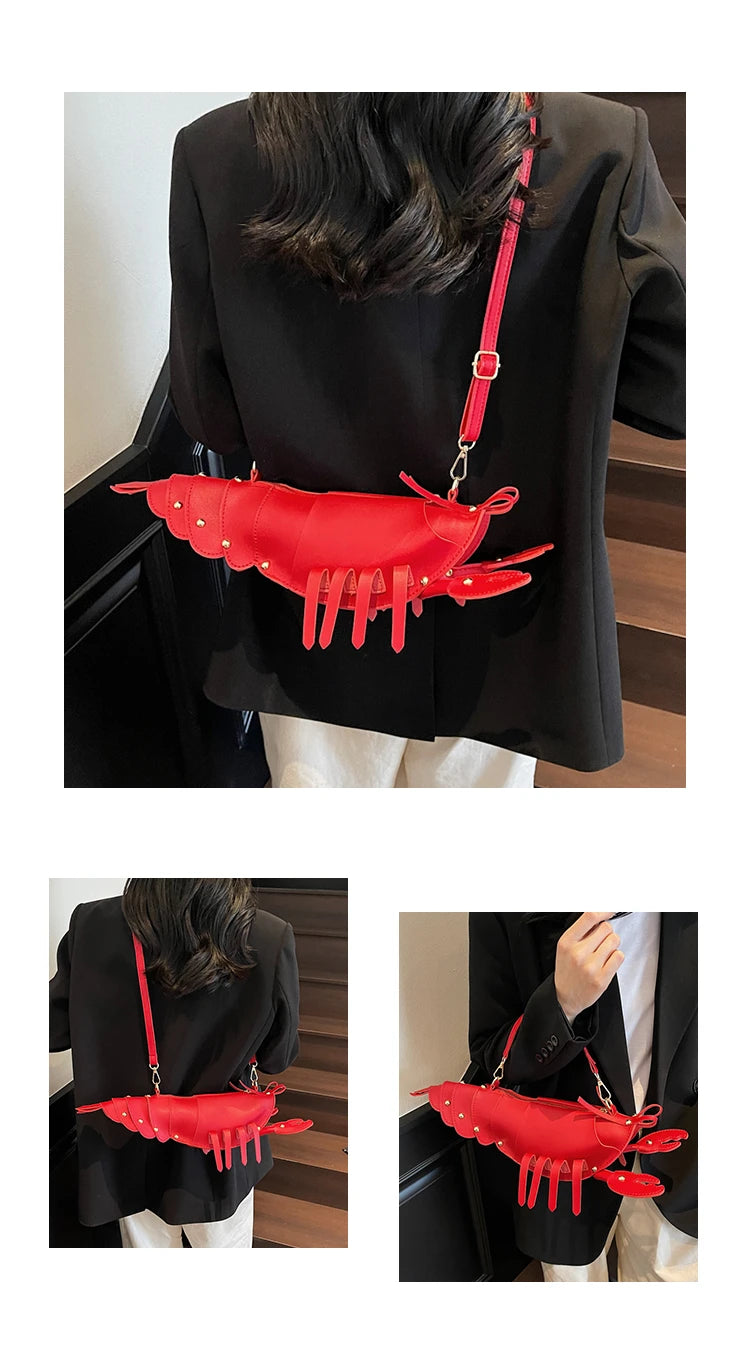 PU Zipper Commuting Crossbody Bags Lobster Shape Niche 2025 High Quality Ladies Bags Solid Color Rivet Fashion Shoulder Bags