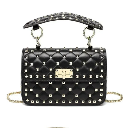 2026 New Fashion Women Sheepskin Leather Rivet Handbags Chain Bag Designer Shoulder Bags Luxury Woman Messenger Bags
