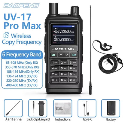 BAOFENG UV-17Pro Max Dual Band VHF/UHF Walkie Talkie with One-key Frequency Matching NOAA Weather Channels for Hiking Camping