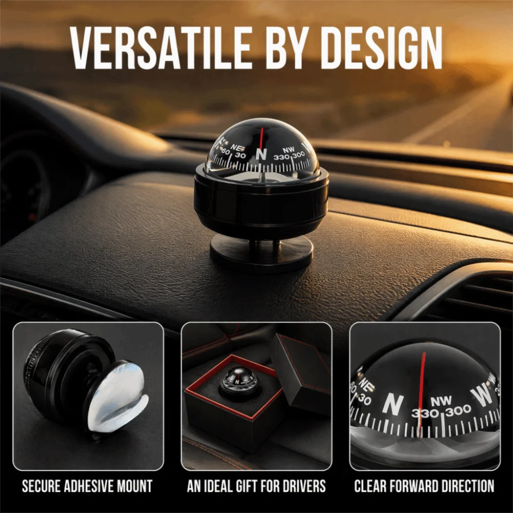 Clear Mark Black Car Compass Portable Practical Dashboard Compass Plastic Vehicle Navigation Ball Vehicle Navigation