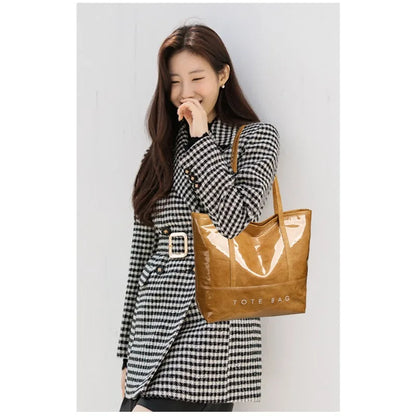 Fashion Large Capacity Tyvek Tote Bag, Waterproof Letter Print Shoulder Bags for Women Daily Shopping, Commuter Versatile Bag