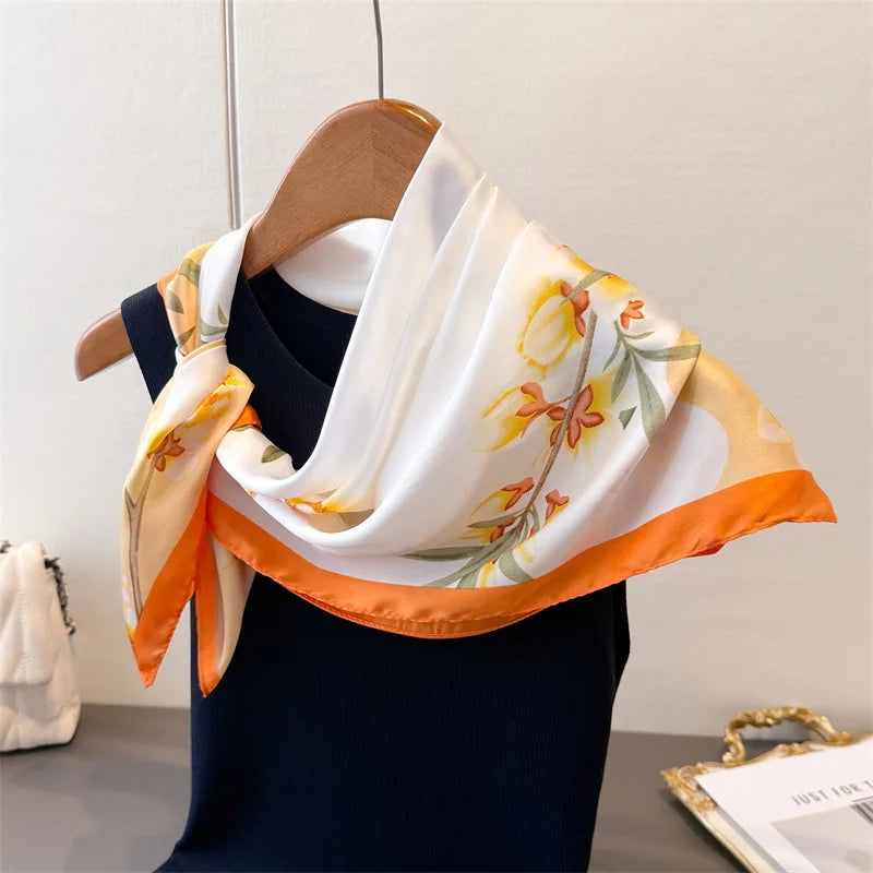 70*70cm Zebra Stripes Print Head Scarf for Women Silk Square Scarves Foulard Bandana Fashion Decorate Hijab Female Neckerchief